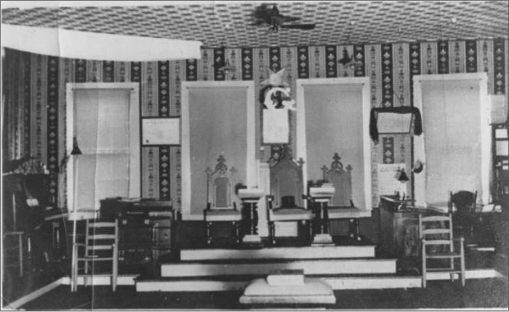 "The East" circa 1854. Much of the original furniture shown in this photo is still in use today, as is the hand-carved letter "G".